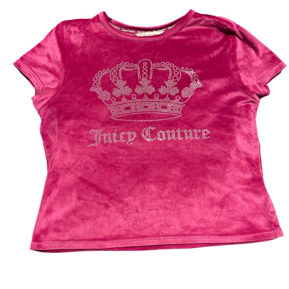 Juicy Couture Fuchsia SparkleCrown Sleepwear Top Women XL Velour Lounge Wear